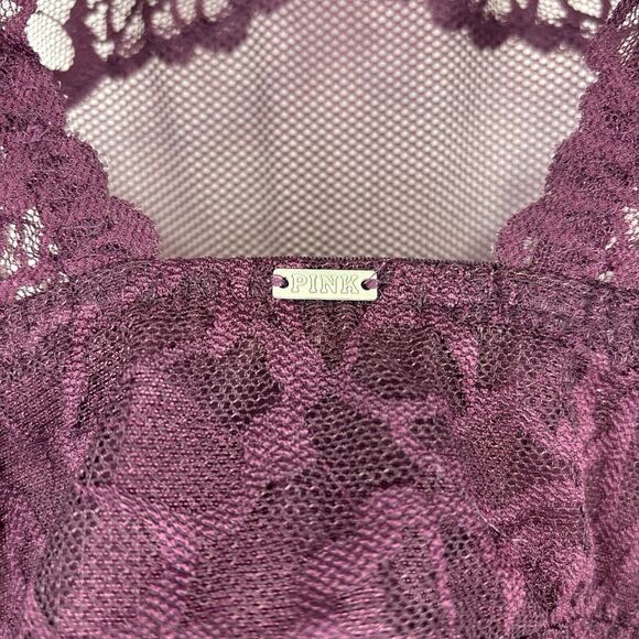 Victorias Secret‎ PINK M-DD Burgundy Push Up Padded Lace UW Bralette Bra - Picture 7 of 12
